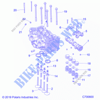 ENGINE, CYLINDER HEAD AND VALVES   R21TAE99FA/SFA/SCA/SCK (C700600) for Polaris RANGER 1000 FULL SIZE EPS EU / TRACTOR / ZUG 2021