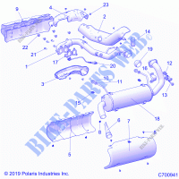 ENGINE, EXHAUST SYSTEM   R21TAE99FA/SFA/SCA/SCK (C700941) for Polaris RANGER 1000 FULL SIZE EPS EU / TRACTOR / ZUG 2021