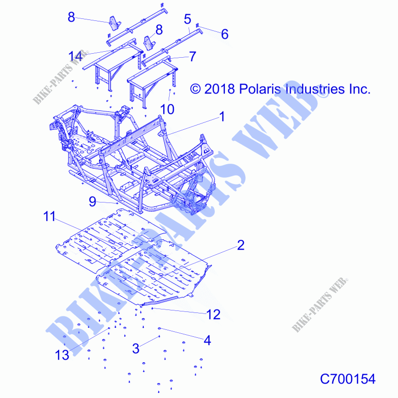 CHASSIS, MAIN FRAME AND SKID PLATES   R21RSY99A9/AC/AP/AW/B9/BC/BP/BW (C700154) for Polaris RANGER CREW XP 1000 NORTHSTAR ULTIMATE 2021