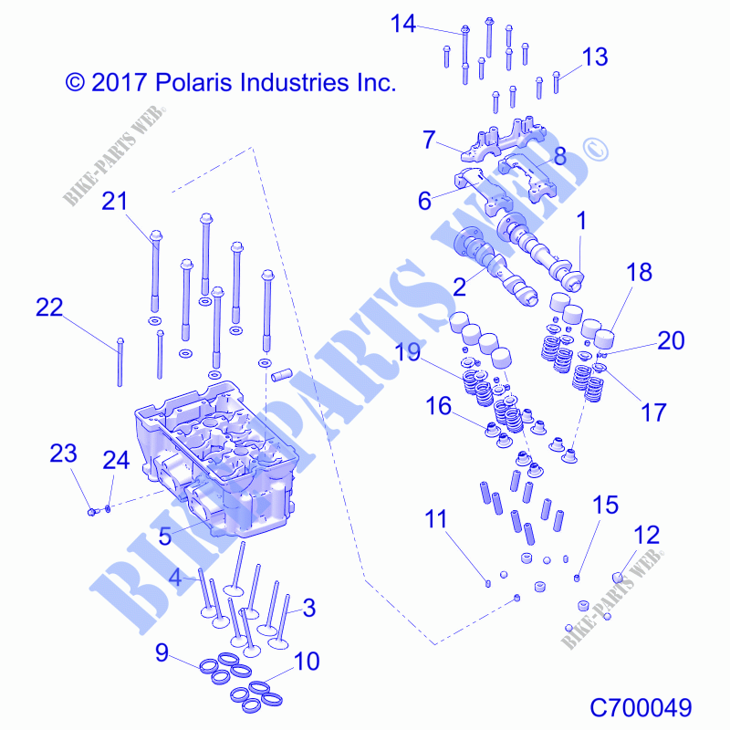 ENGINE, CYLINDER HEAD AND VALVES   R21RSY99A9/AC/AP/AW/B9/BC/BP/BW (C700049) for Polaris RANGER CREW XP 1000 NORTHSTAR ULTIMATE 2021