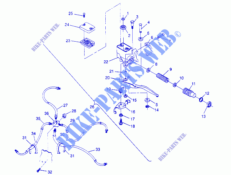 CONTROLS   MASTER CYLINDER/BRAKE LINE SPORTSMAN 4X4 W948040 (4926842684B011) for Polaris SPORTSMAN 4X4 1994