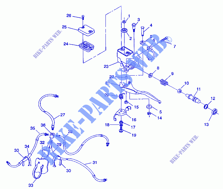 CONTROLS   MASTER CYLINDER/BRAKE LINE 6X6 350L W938739 (4924062406022A) for Polaris 350L 6X6  1993