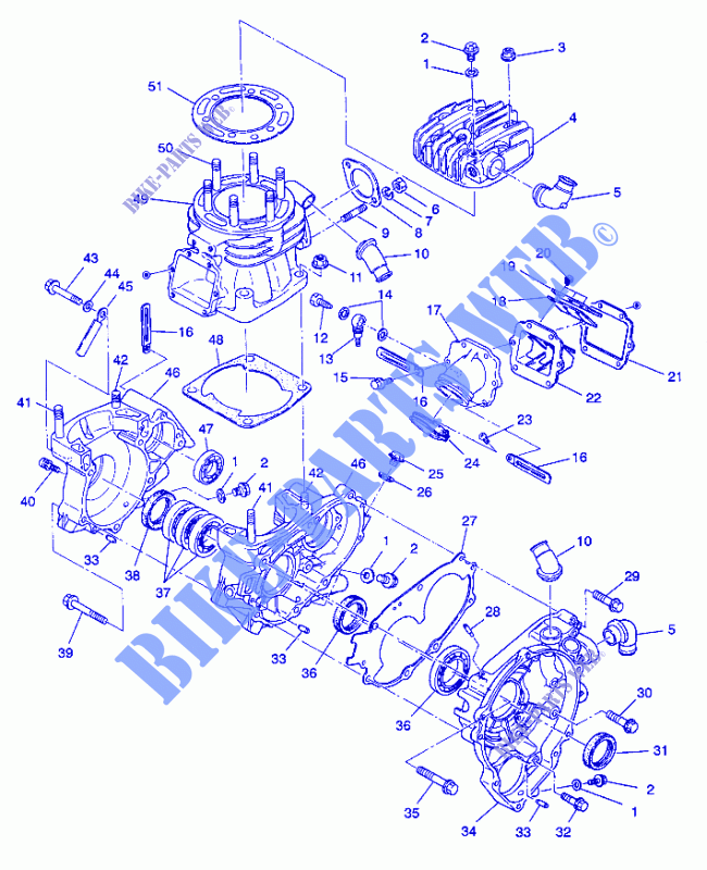 CRANKCASE AND CYLINDER 6X6 350L S938739 (4924362436045A) for Polaris Euro 350L 6x6  1993