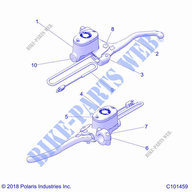 BRAKES, FRONT BRAKE LEVER AND MASTER CYLINDER   A22SLZ95AK (C101459) for Polaris SPORTSMAN XP 1000 2022