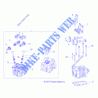 CYLINDER HEAD, CAMS AND VALVES   A15SWE57FA (49RGRCYLINDERHD14570) for Polaris SPORTSMAN 570 EFI X2 EPS EUROPE 2015