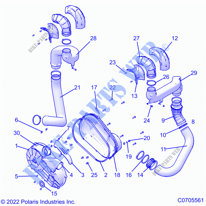 DRIVE TRAIN, CLUTCH COVER AND DUCTING   Z22N4M99AR (C0705561) for Polaris RZR XP 4 1000 HIGH LIFTER 2022