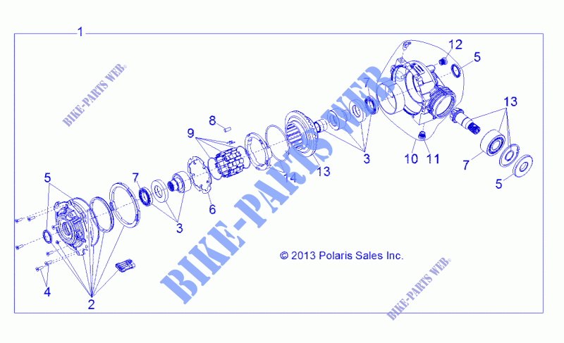 DRIVE TRAIN, FRONT GEARCASE INTERNALS(BUILT 12/10/14 AND AFTER)   D151DPD1AJ/2D/1L/1M/2M (49BRUTUSGCFRT13) for Polaris BRUTUS HD PTO 2015