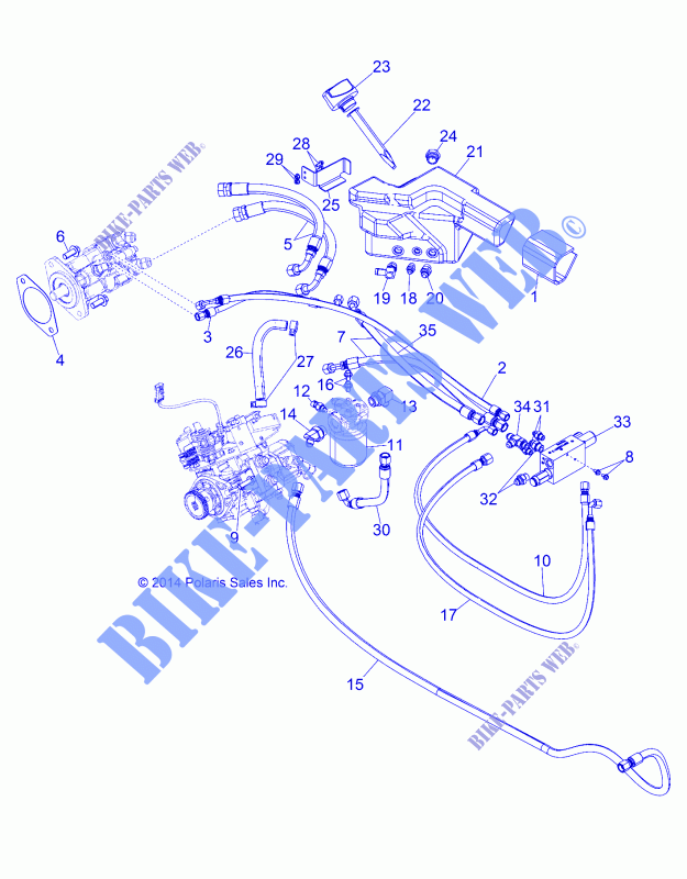 DRIVE TRAIN, HYDROSTAT MOUNTING AND LINES   D151DPD1AJ/2D/1L/1M/2M (49BRUTUSHYDROSTAT15) for Polaris BRUTUS HD PTO 2015