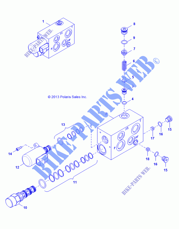 HYDRAULICS MANIFOLD VALVE   D151DPD1AJ/2D/1L/1M/2M (49BRUTUSVALVEMAN13) for Polaris BRUTUS HD PTO 2015