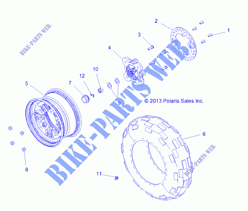 WHEELS, FRONT   D151DPD1AJ/2D/1L/1M/2M (49BRUTUSWHEEL13) for Polaris BRUTUS HD PTO 2015