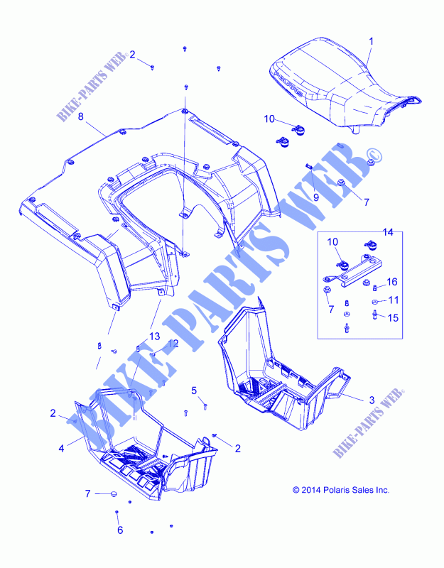 REAR CAB, SEAT AND FOOTWELLS   A15SHS57CS (49ATVCABRR15TRCTR) for Polaris SPORTSMAN 570 SP EPS TRACTOR 2015