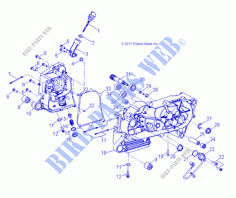 ENGINE, CRANKCASE   A23YAF11B5/N5 (49ATVCRANKCASE12SP90) for Polaris SPORTSMAN 110 2023