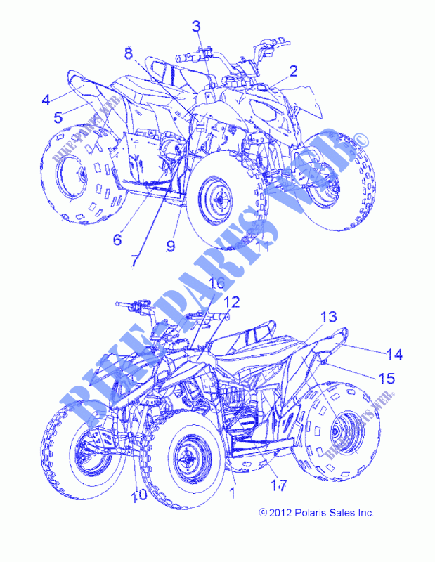 DECALS   A16YAK11AD/AF (49ATVDECALSS13OUT90) for Polaris OUTLAW 110 2016