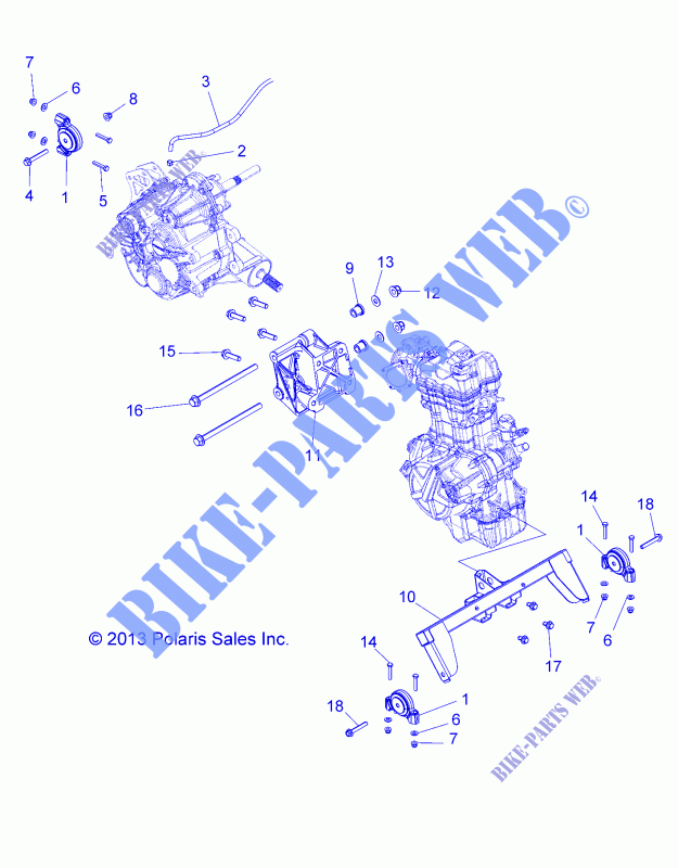 ENGINE, ENGINE AND TRANSMISSION MOUNTING   A15DAA32EA/EJ (49ATVENGINEMTG14325) for Polaris ACE 325 EURO 2015