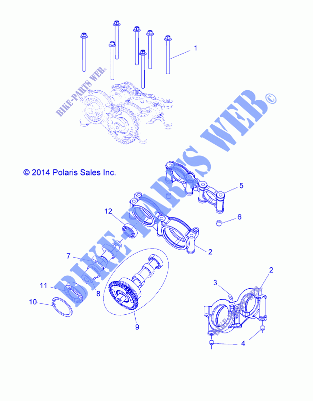 ENGINE, CAMS AND BEARING HOUSING   A15DAH32EJ (49ATVCAMSHAFT14SP325) for Polaris ACE 325 HD 2015