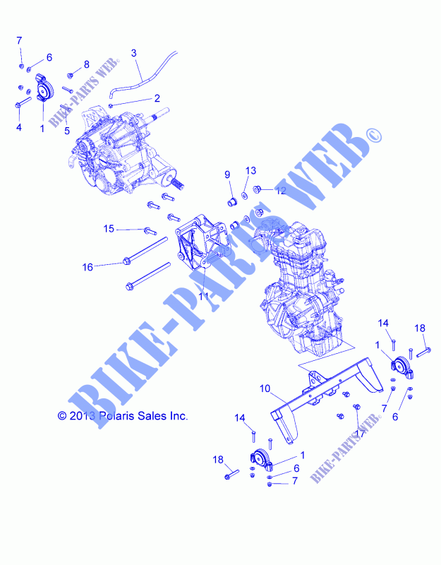 ENGINE, ENGINE AND TRANSMISSION MOUNTING   A15DAH32EJ (49ATVENGINEMTG14325) for Polaris ACE 325 HD 2015