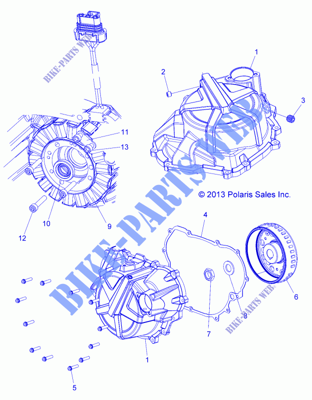ENGINE, STATOR COVER AND FLYWHEEL   A15DAH32EJ (49ATVFLYWHEEL14SP325) for Polaris ACE 325 HD 2015