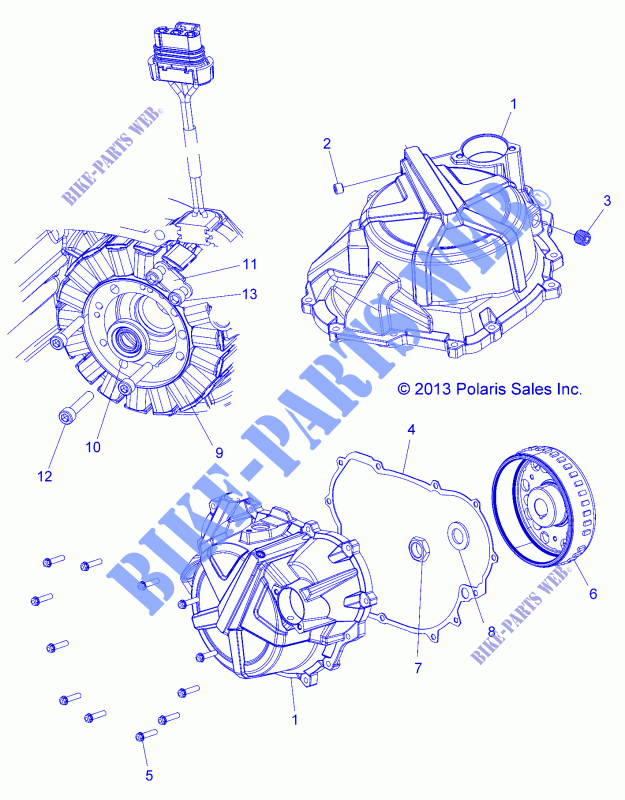 ENGINE, STATOR COVER AND FLYWHEEL   A15SEA32AA/AH (49ATVFLYWHEEL14SP325) for Polaris SPORTSMAN ETX EFI 2015