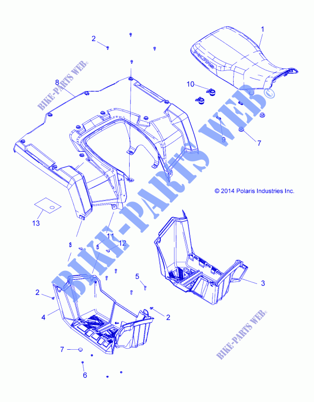 REAR CAB, SEAT AND FOOTWELLS   A15SEA32AA/AH (49ATVCABRR15SPETX) for Polaris SPORTSMAN ETX EFI 2015