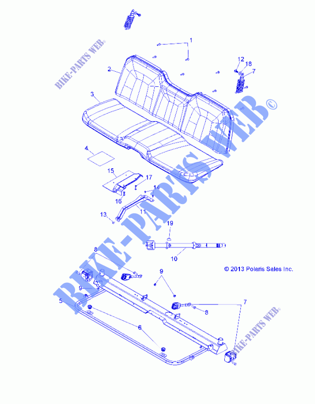 SEAT AND BASE   R16RAA76AA/AJ (49RGRSEAT146X6) for Polaris RANGER 800 6X6 2016