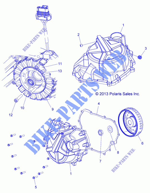ENGINE, STATOR COVER AND FLYWHEEL   R15RMA32AA/AJ (49ATVFLYWHEEL14SP325) for Polaris RANGER ETX 2015