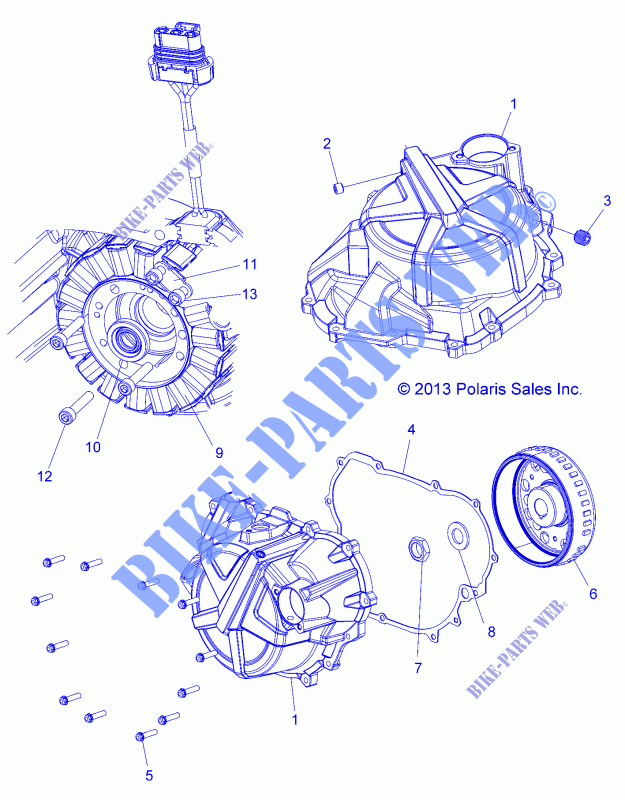 ENGINE, STATOR COVER AND FLYWHEEL   R15RMA32FA (49ATVFLYWHEEL14SP325) for Polaris RANGER ETX EU 2015
