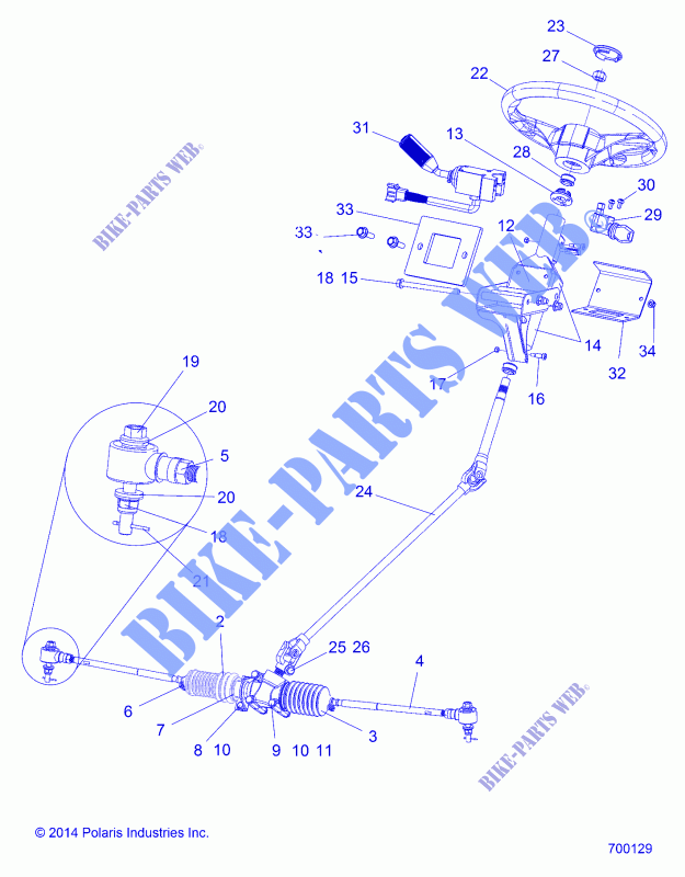 STEERING   R15RMA32FA (700129) for Polaris RANGER ETX EU 2015
