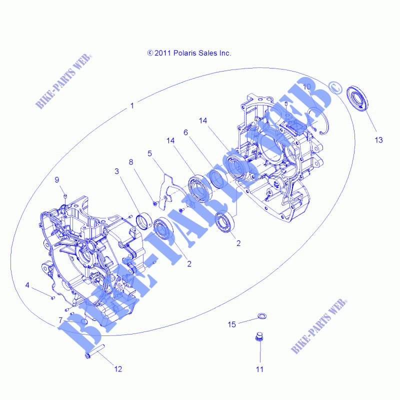 CRANKCASE   R15RMA57AA/AR/AZ/AC/LA/H57AR (49RGRCRANKCASE12RZR570) for Polaris RANGER 570 2015