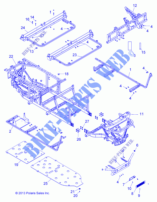 CHASSIS, FRAME AND FRONT BUMPER   R15RNA57AA/AC/AR/E57AS (49RGRCHASSIS14570CREW) for Polaris RANGER CREW 570 EFI 2015