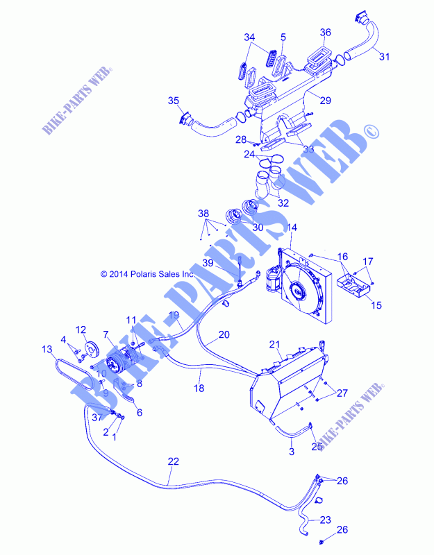 AIR CONDITIONING   R142D9JDA (49BRUTUSHVAC13) for Polaris RANGER 900 DIESEL HST / DELUXE 2014
