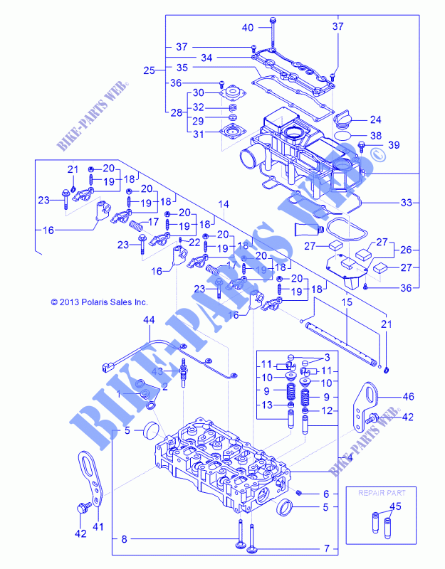 CYLINDER HEAD AND BONNET   R141D9JDA/2D9JDA (49BRUTUSCYLHD13) for Polaris RANGER 900 DIESEL HST / DELUXE 2014