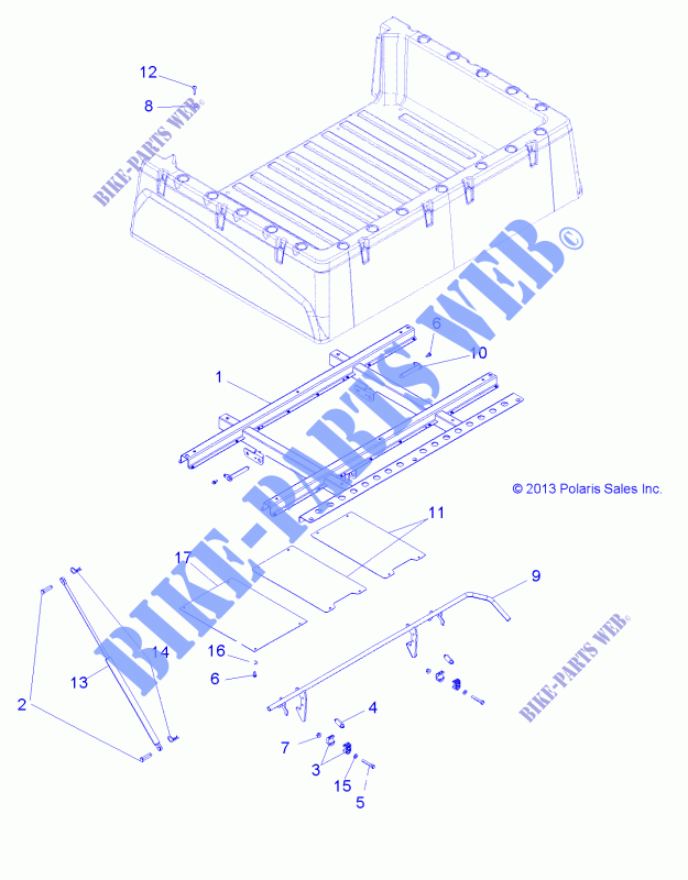 BED BOX MOUNTING   R14RH57AA/AC/AR/6EAZ (49RGRBOXMOUNTING14570) for Polaris RANGER 570 EFI / EPS LE 2014