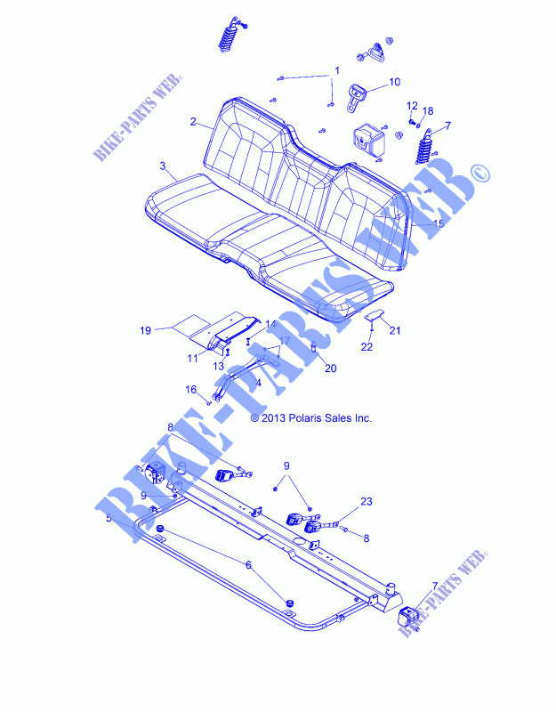 SEAT AND BASE   R14TH76AA/AC/EAS/AAC/ACC/EASC (49RGRSEAT14800) for Polaris RANGER 800 EFI / EPS LE 2014