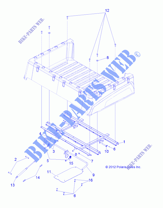 BED BOX MOUNTING   R14RH76AA/76AC/7EAZ (49RGRBOXMOUNTING13500CREW) for Polaris RANGER 800 EFI MIDSIZE / EPS LE 2014