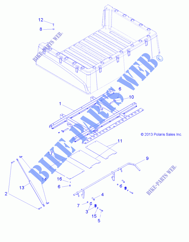 BED BOX MOUNTING   R14WH57AA/AC/AR/6EAT (49RGRBOXMOUNTING14570) for Polaris RANGER CREW 570 EFI / EPS LE 2014