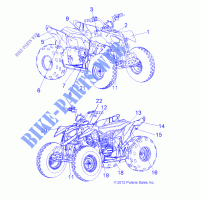 DECALS   A14KA09AD/AF (49ATVDECALSS13OUT90) for Polaris OUTLAW 90 2014