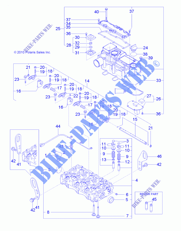 CYLINDER HEAD AND BONNET   R14TH90FX (49RGRCYLINDERHD11DCREW) for Polaris RANGER DIESEL INTL 2014