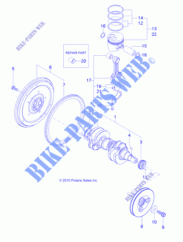 ENGINE, CRANKSHAFT AND PISTON   R14TH90FX (49RGRPISTON11DCREW) for Polaris RANGER DIESEL INTL 2014
