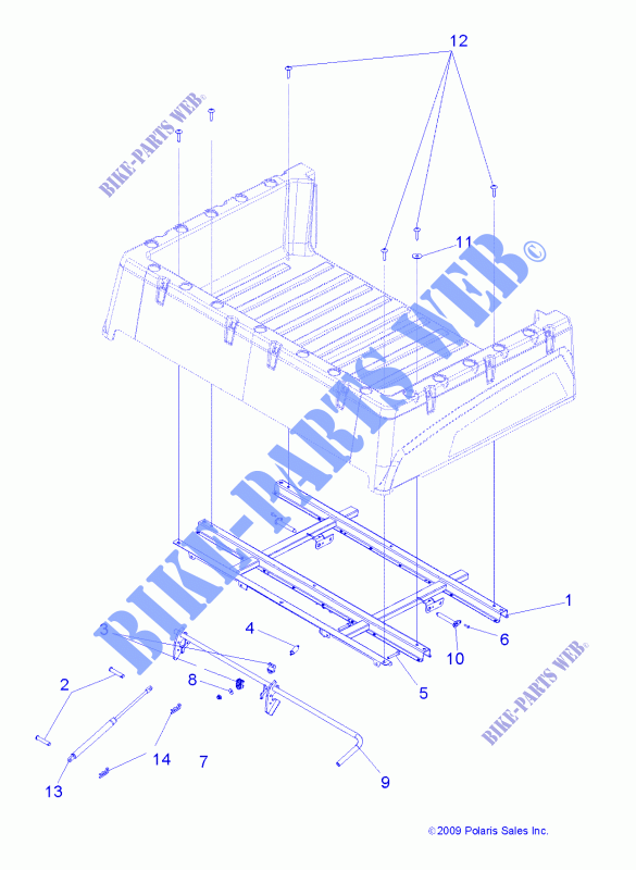 BED BOX MOUNTING   R14RC08GD/GJ/FJ (49RGRBOXMOUNTING10) for Polaris RANGER EV MIDSIZE/INTL  2014