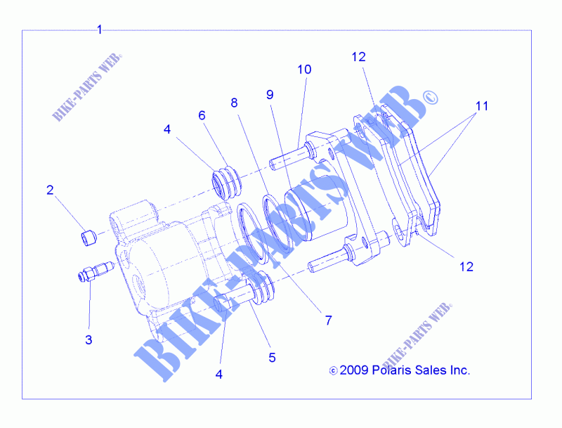 REAR BRAKE CALIPER   R14RC08GD/GJ/FJ (49RGRCALIPERRR10EV) for Polaris RANGER EV MIDSIZE/INTL  2014
