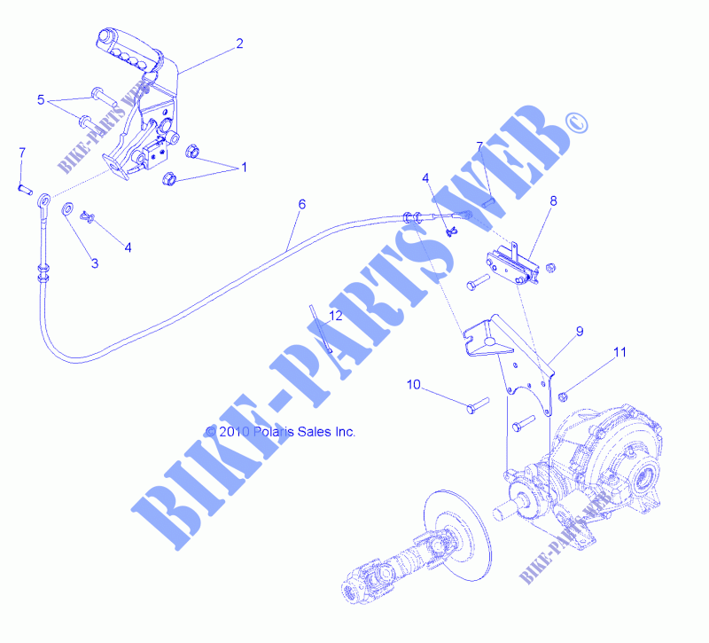 PARKING BRAKE BRAKE ASM.   R14WH9EMD (49RGRBRAKEPARK11DCREW) for Polaris RANGER 4X4 900D HIPPO MPS 2014