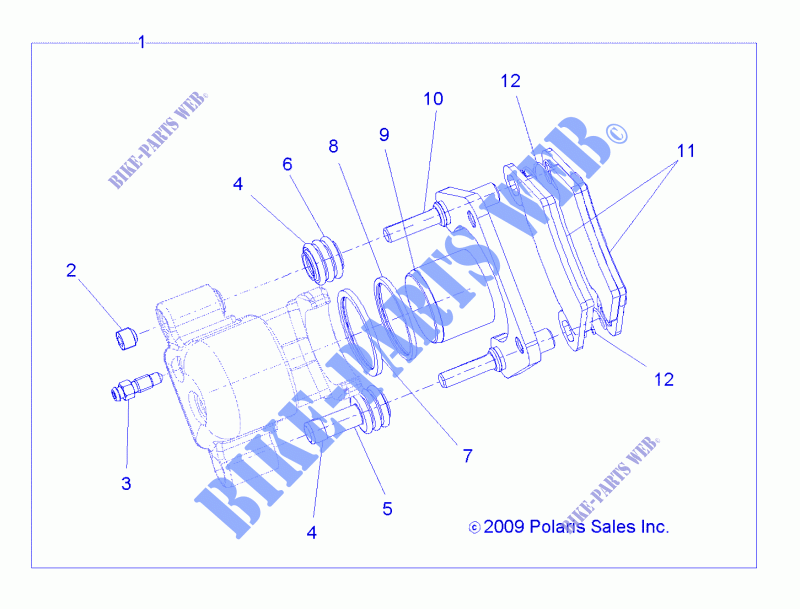 REAR BRAKE CALIPER   R13RC08GA/GH/FA/FH (49RGRCALIPERRR10EV) for Polaris RANGER 48V EV MIDSIZE/INTL 2013
