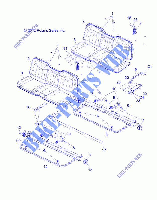 SEAT AND BASE   R13WH76AG/AR/EAH/EAI (49RGRSEAT13CREW) for Polaris RANGER 800 CREW 2013