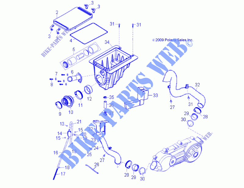 ENGINE, AIR INTAKE SYSTEM   A14PB20AF (49ATVAIR BOX10PHX) for Polaris PHOENIX 200 2014