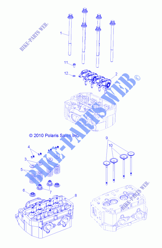 CYLINDER HEAD AND VALVES   R13TH76/7E ALL OPTIONS (49RGRVALVE11RZRS) for Polaris RANGER 800 EFI 2013