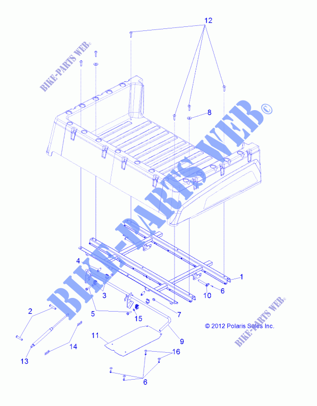 BED BOX MOUNTING   R13RH76AG/AH/AN (49RGRBOXMOUNTING13500CREW) for Polaris RANGER 800 EFI MIDSIZE 2013
