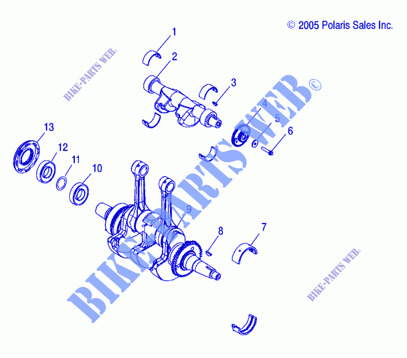 ENGINE, CRANKSHAFT   R13RH76AG/AH/AN (4999202259920225D11) for Polaris RANGER 800 EFI MIDSIZE 2013