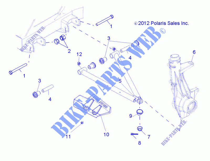 SUSPENSION, A ARM AND STRUT MOUNTING   R13RH76AG/AH/AN (49RGRAARM13500) for Polaris RANGER 800 EFI MIDSIZE 2013