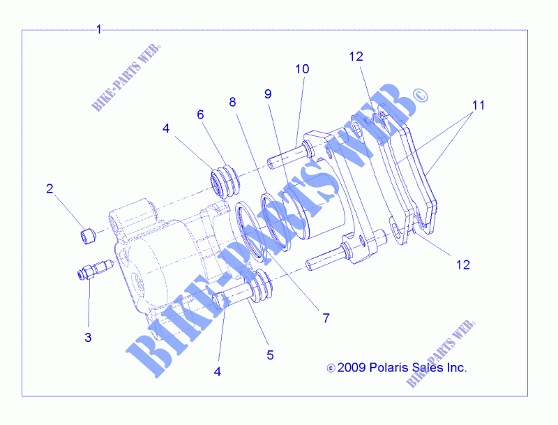 REAR BRAKE CALIPER   R12RC08LG (49RGRCALIPERRR10EV) for Polaris POLARIS LSV 4X4 2012