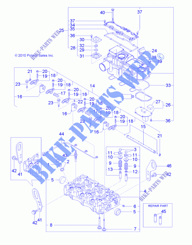 CYLINDER HEAD AND BONNET   R12WH90DG (49RGRCYLINDERHD11DCREW) for Polaris RANGER 4X4 900 DIESEL CREW 2012